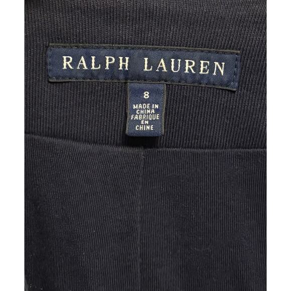Ralph Lauren Double Knit Blazer Embroidered Crest Navy Blue Gold Buttons Size 8 - Picture 2 of 6